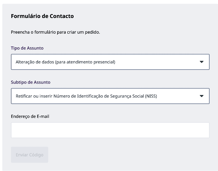 Formulário de contacto AIMA